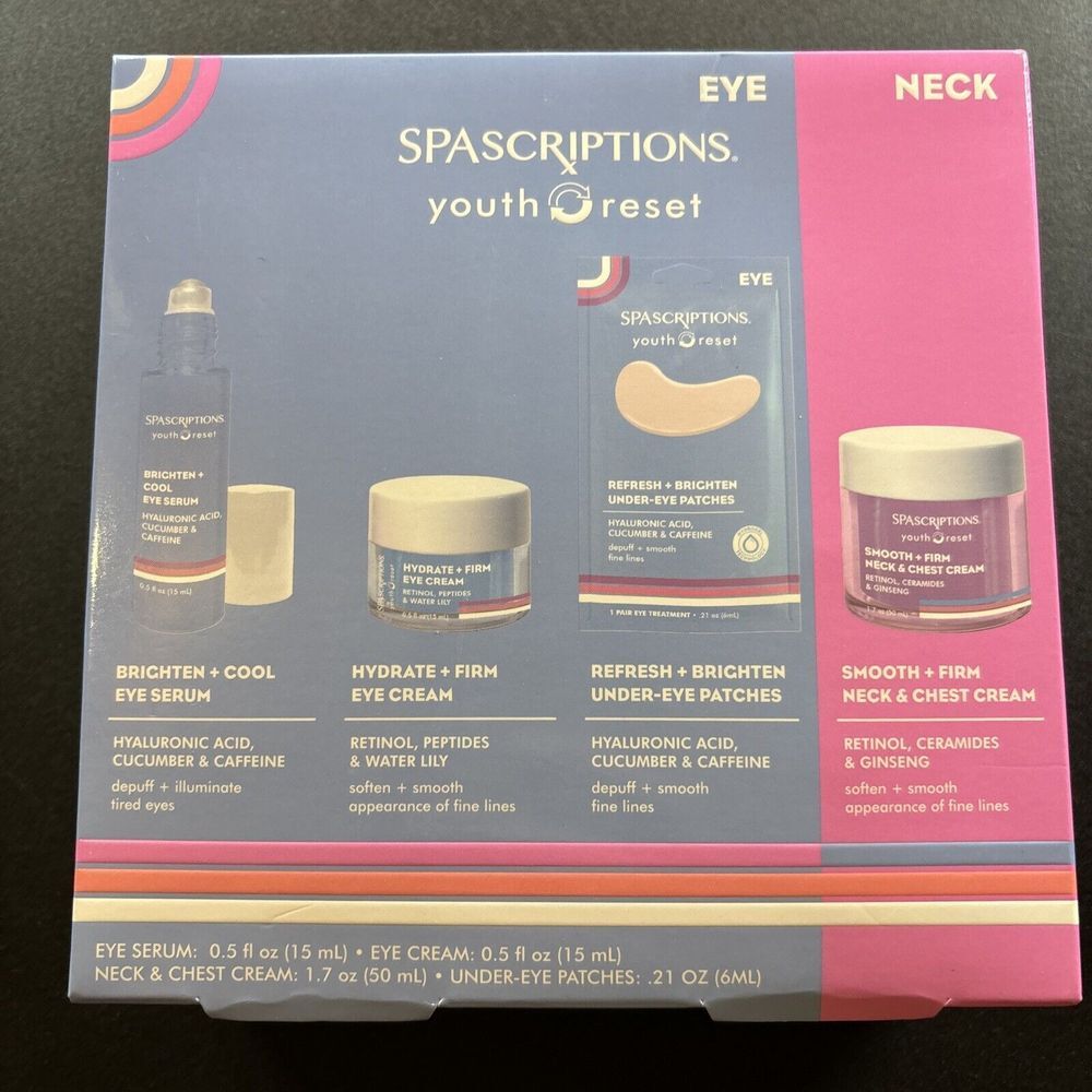 4-piece SPASCRIPTIONS YOUTH RESET BRIGHTEN + COOL EYE SERUM SET For Eyes & Neck